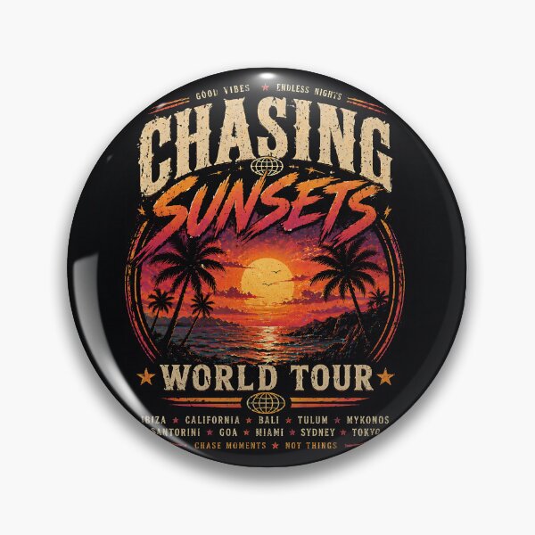 Item preview, Chasing Sunsets World Tour Vintage Retro Beach Travel Aesthetic T-Shirt designed and sold by Digital Culture Studio.