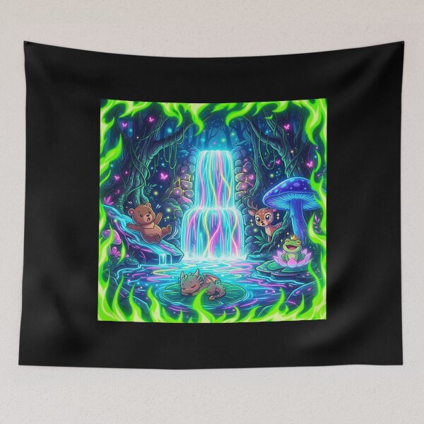 Item preview, Funny Kids Anime Nature Green Neon Flame Frame Cute Cartoon Forest Design designed and sold by DervoTeck2767.