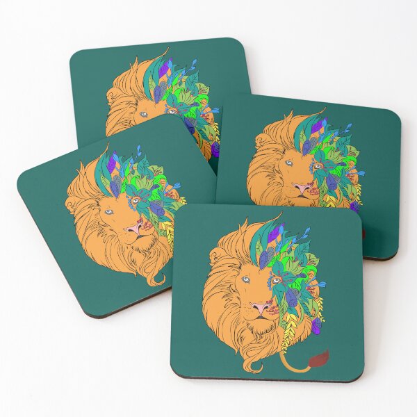 Item preview, Floral Lion Head Art - Colorful Nature King Illustration Boho Jungle Animal Design designed and sold by LunaPrintCo.