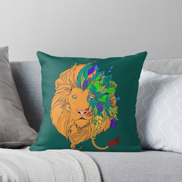 Artikelvorschau, Floral Lion Head Art - Colorful Nature King Illustration Boho Jungle Animal Design entworfen und verkauft von LunaPrintCo.