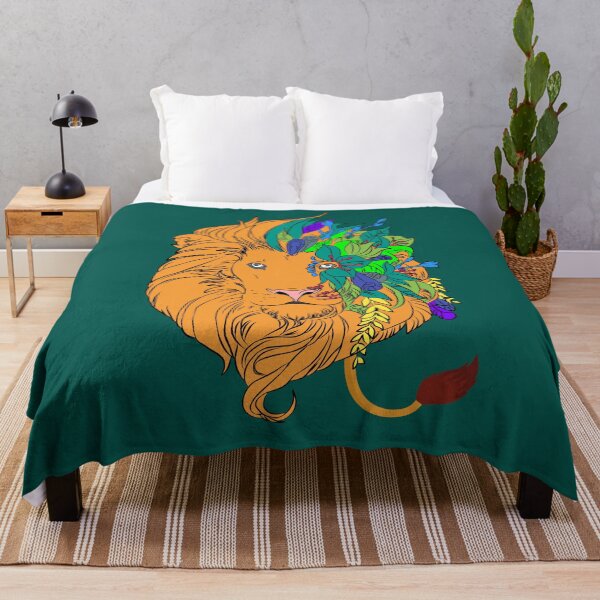 Item preview, Floral Lion Head Art - Colorful Nature King Illustration Boho Jungle Animal Design designed and sold by LunaPrintCo.