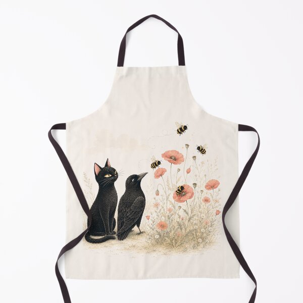 Item preview, Among the Poppies, Black Cat Raven and Bees designed and sold by VelvetClawStudio.