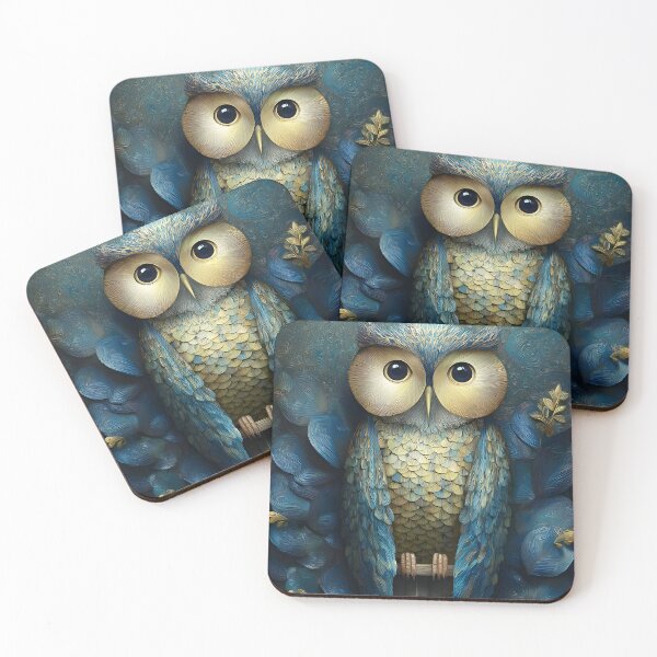 Item preview, Whimsical Owl in a Blue Floral Background designed and sold by Artessie.