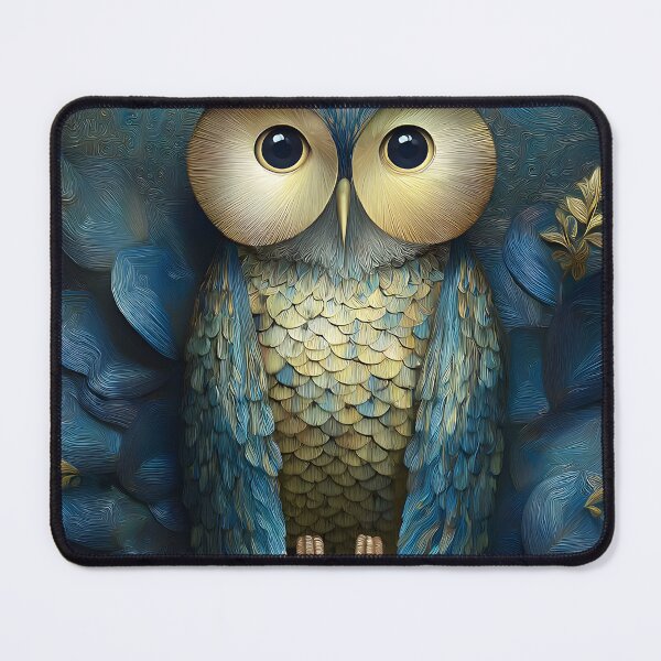 Item preview, Whimsical Owl in a Blue Floral Background designed and sold by Artessie.