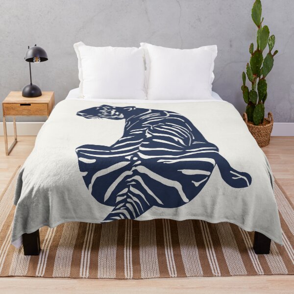 Item preview, Minimal Monochrome Tiger Line Art Scandinavian Style Animal Illustration Navy Blue designed and sold by Nasdigitalart.