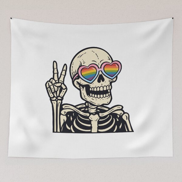 Item preview, Retro Skeleton Rainbow Heart Glasses Pride designed and sold by Anne97s.