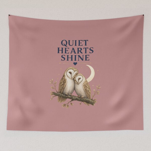 Item preview, Quiet Hearts Shine, Romantic Owl Moonlight Aesthetic Design designed and sold by JagrDesigns.