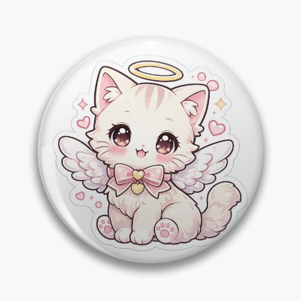 Item preview, Cute Kawaii Angel Cat Chibi Anime Sticker designed and sold by KuroArtStudio .
