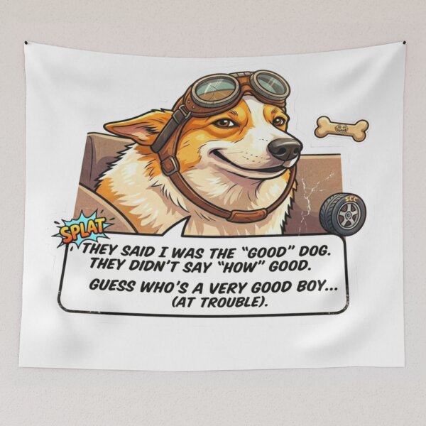 Item preview, Corgi Pilot Very Good Boy At Trouble Sticker designed and sold by ExploreAura Studio.