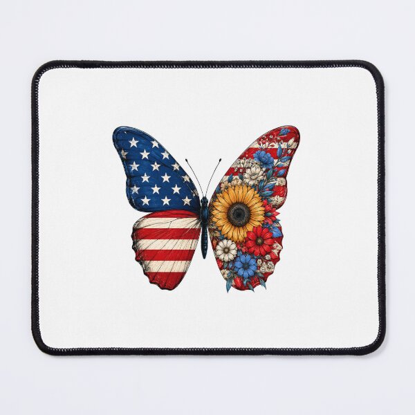 Item preview, American Flag Butterfly Patriotic Flowers designed and sold by FormalDehyena.