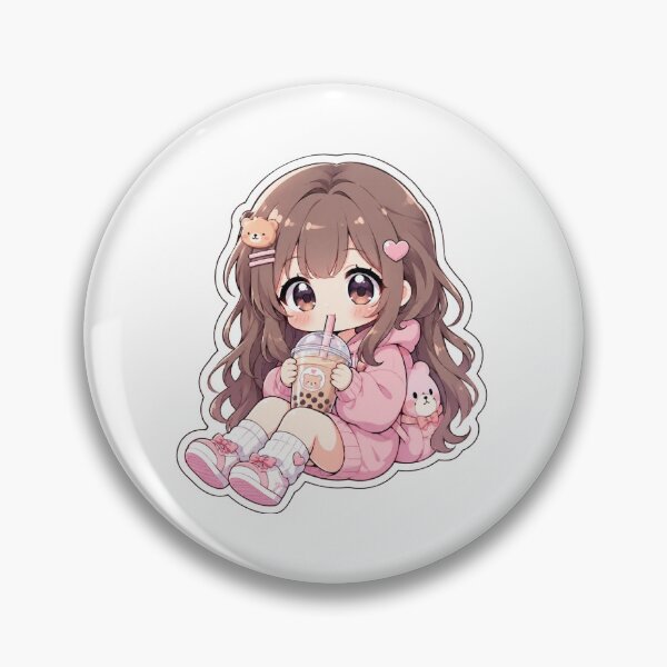 Item preview, Cute Chibi Anime Girl Drinking Boba Tea designed and sold by KuroArtStudio .