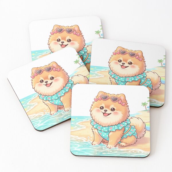 Item preview, Cute Beach Pomeranian Summer Kawaii Dog Aesthetic designed and sold by josflo12.