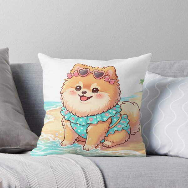 Item preview, Cute Beach Pomeranian Summer Kawaii Dog Aesthetic designed and sold by josflo12.