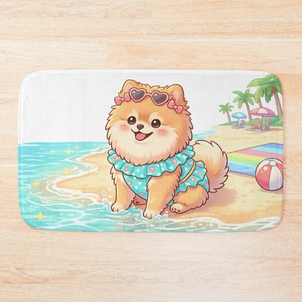 Item preview, Cute Beach Pomeranian Summer Kawaii Dog Aesthetic designed and sold by josflo12.