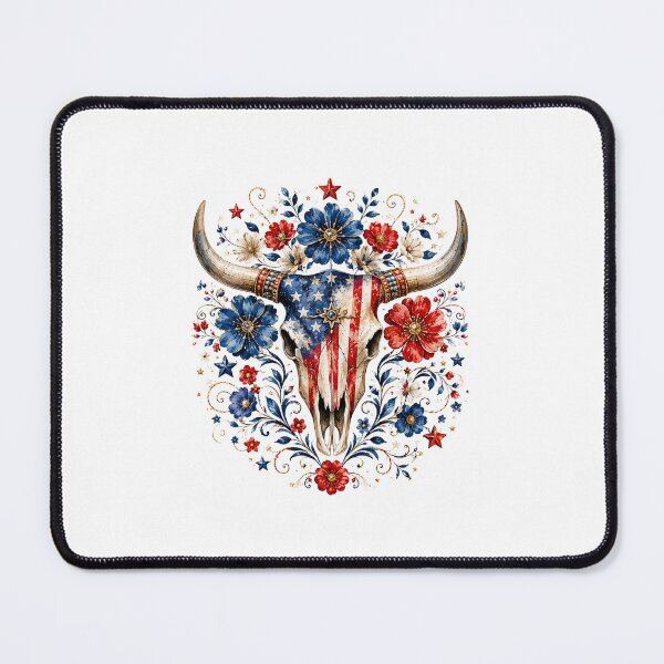 Item preview, American Flag Bull Skull Patriotic Western USA designed and sold by FormalDehyena.