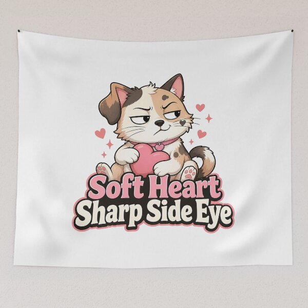 Item preview, Soft Heart Sharp Side Eye Dog Cat Shirt designed and sold by oddpawstudio.