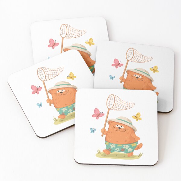 Item preview, сute and funny summer cat with a butterfly net designed and sold by Deepness2023.