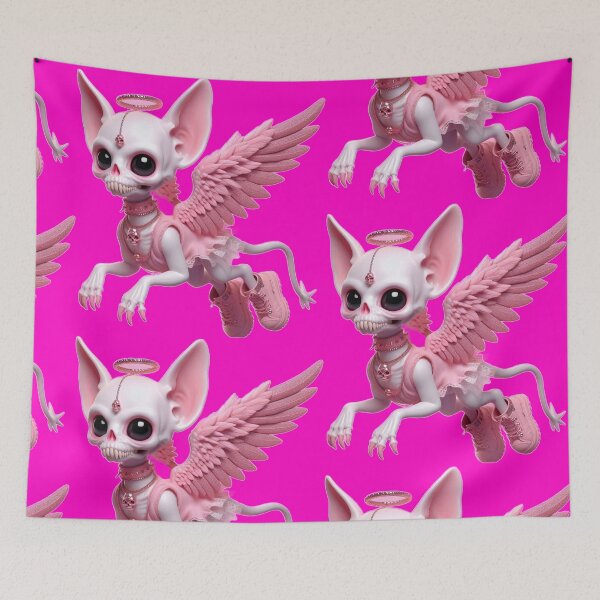 Item preview, Pastel Goth Skeleton Chihuahua Angel with Pink Boots designed and sold by LujziWorld.
