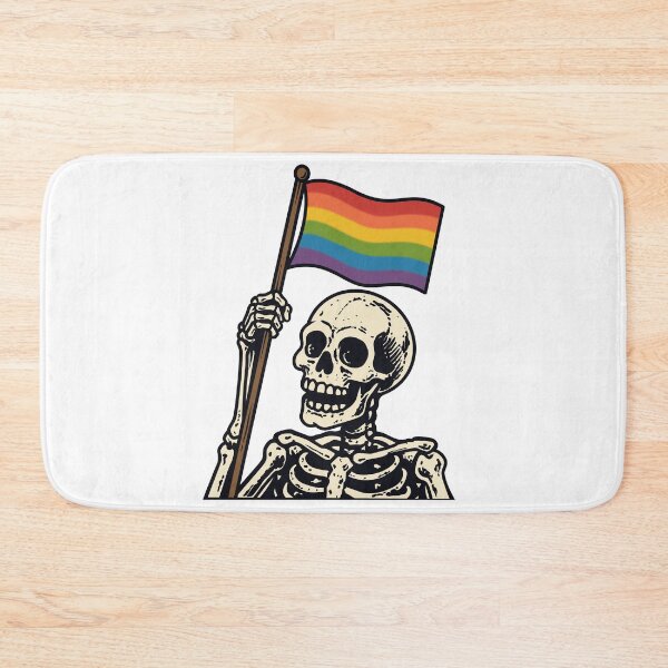 Item preview, Vintage Skeleton Holding Rainbow Pride Flag designed and sold by Anne97s.