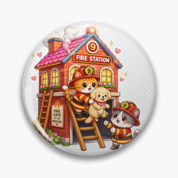 Item preview, Kawaii Firefighter Cats Saving Puppy Cute Rescue Anime Art designed and sold by josflo12.