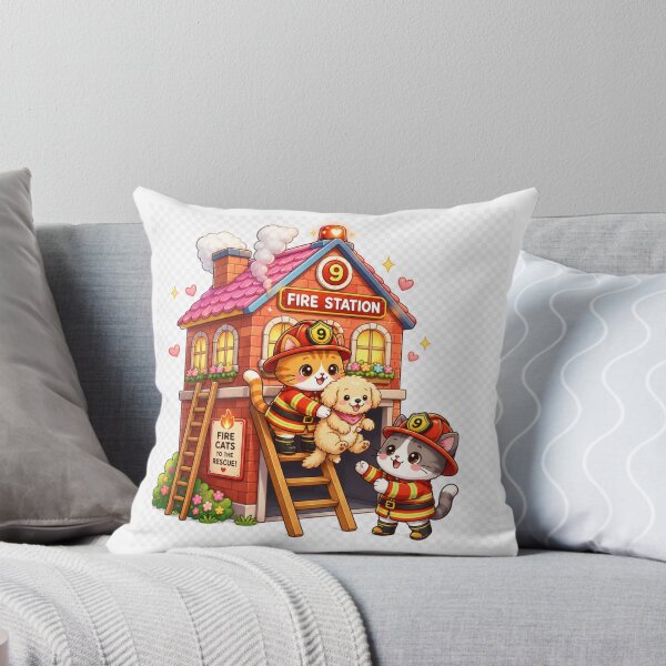 Item preview, Kawaii Firefighter Cats Saving Puppy Cute Rescue Anime Art designed and sold by josflo12.