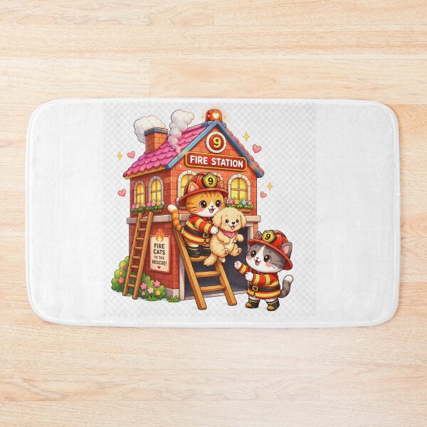 Item preview, Kawaii Firefighter Cats Saving Puppy Cute Rescue Anime Art designed and sold by josflo12.