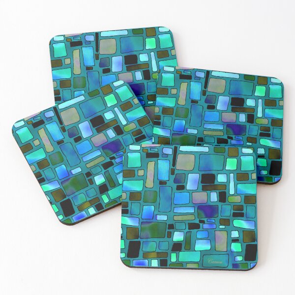 Item preview, Blue Mosaic Stained Glass Geometric Scarf designed and sold by Zen & Oatmeal by Carmen Ray Anderson.