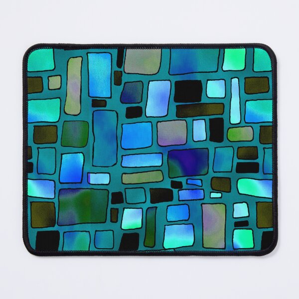 Item preview, Blue Mosaic Stained Glass Geometric Scarf designed and sold by Zen & Oatmeal by Carmen Ray Anderson.