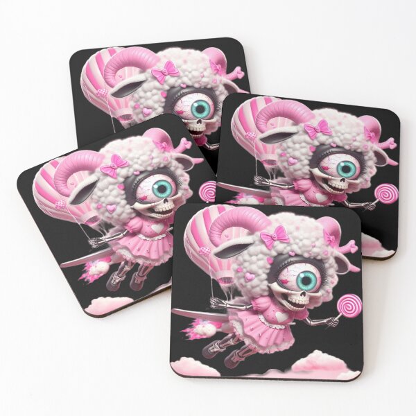 Item preview, Cyclops Skeleton Lamb Flying with Pink Hot Air Balloon designed and sold by LujziWorld.