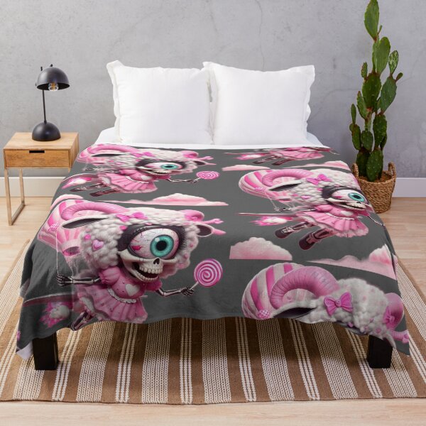 Item preview, Cyclops Skeleton Lamb Flying with Pink Hot Air Balloon designed and sold by LujziWorld.