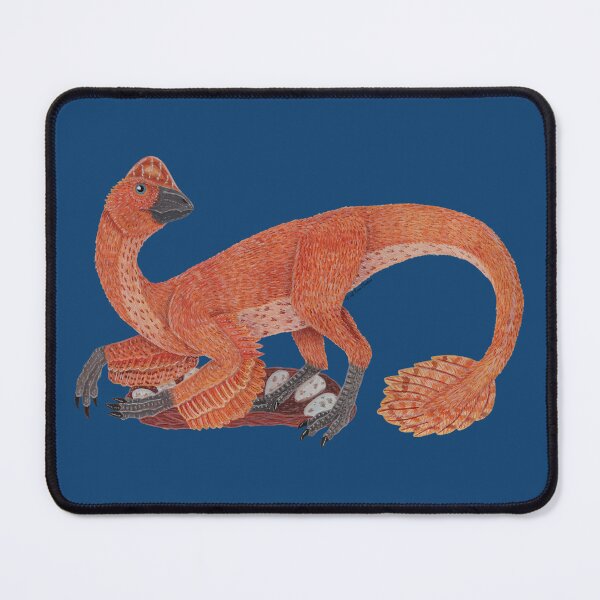 Item preview, Orange nesting Oviraptor painting designed and sold by WolfRaven Creations.