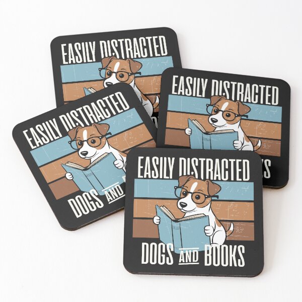 Item preview, Easily Distracted by Dogs and Books Funny Retro Reader Dog Lover Book Lover Shirt designed and sold by LAJdesigns.