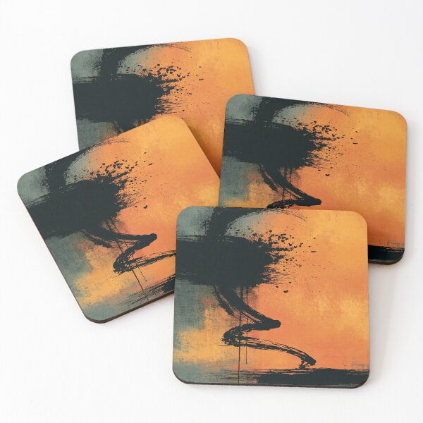 Item preview, Black Vortex in Ember Glow No.15 | Textured Abstract designed and sold by SlowRegardArt.