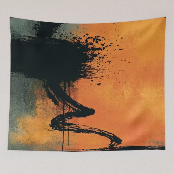 Item preview, Black Vortex in Ember Glow No.15 | Textured Abstract designed and sold by SlowRegardArt.