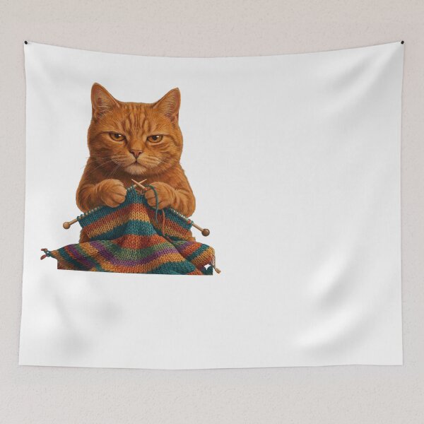 Item preview, Knitting Because Murder Is Wrong Funny Cat designed and sold by d247.