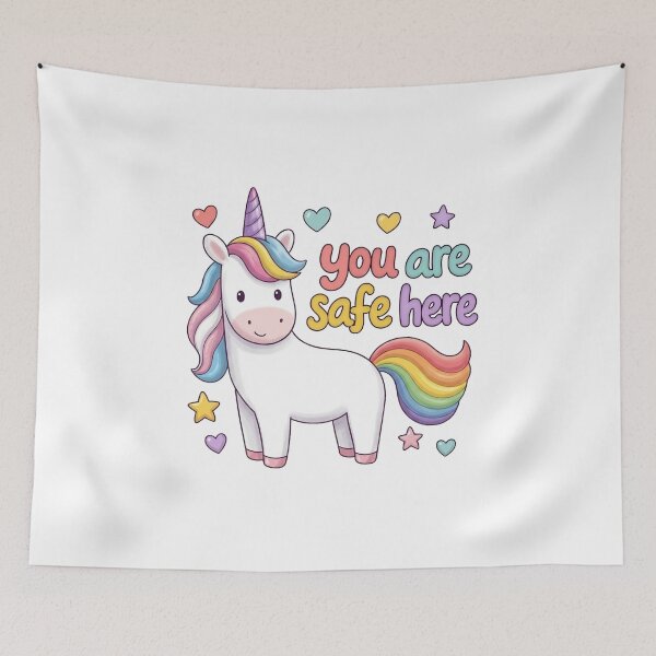 Item preview, You Are Safe Here LGBT Safe Space Unicorn designed and sold by olosra.