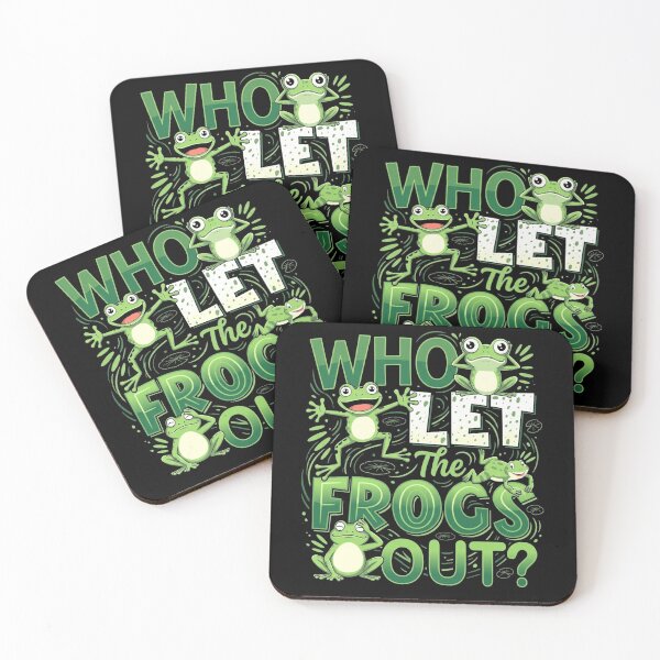 Item preview, Who Let The Frogs Out Funny Frog Pun Artwork Green designed and sold by MiALopezArt.