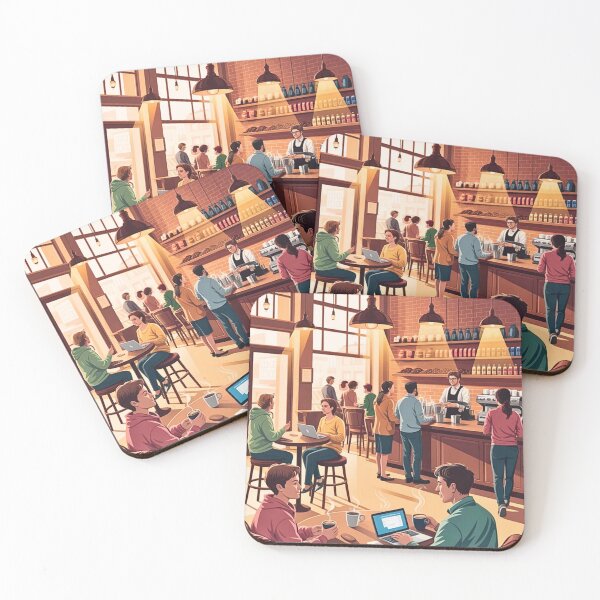 Item preview, Coffeeshop With People Sitting In Themor Standing By Them designed and sold by Echo Aesthetics.