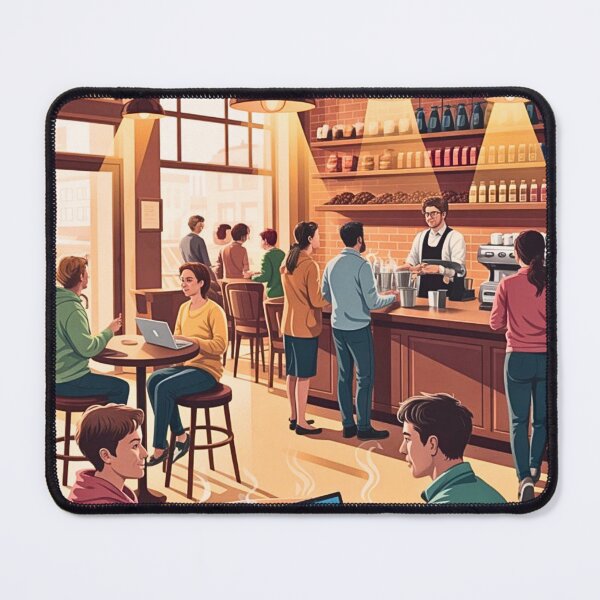 Item preview, Coffeeshop With People Sitting In Themor Standing By Them designed and sold by Echo Aesthetics.