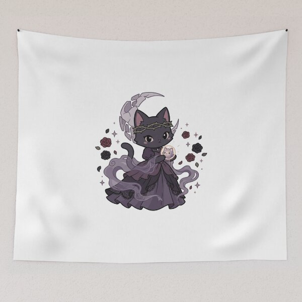 Item preview, Elegant Black Cat Fantasy Illustration designed and sold by AbanoubStore.