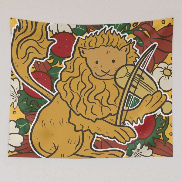 Item preview, Cute Medieval Lion Fiddler Illustration Design designed and sold by MariOyama.