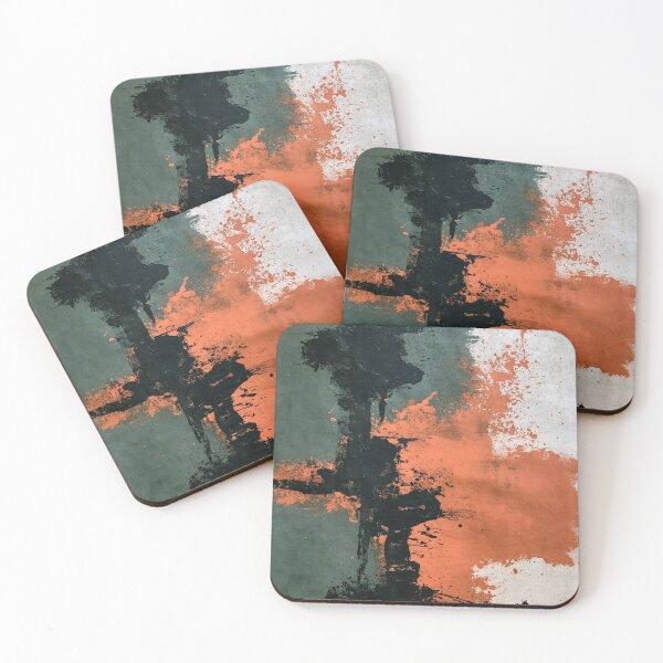 Item preview, Black Form & Orange Explosion No.17 | Textured Abstract designed and sold by SlowRegardArt.