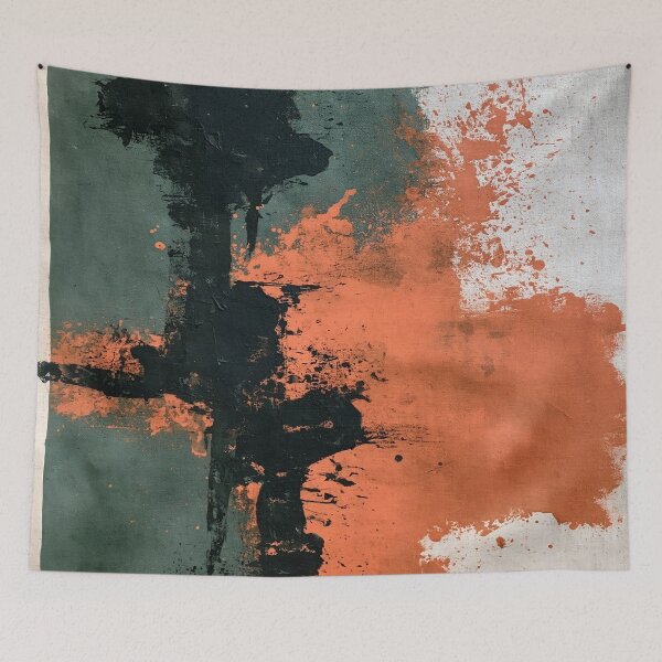 Item preview, Black Form & Orange Explosion No.17 | Textured Abstract designed and sold by SlowRegardArt.