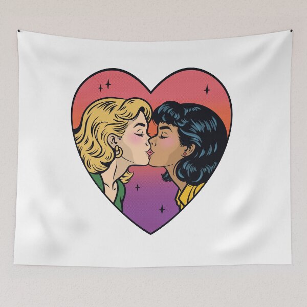 Item preview, Vintage Pop Art Lesbian Kiss Heart Pride designed and sold by Anne97s.