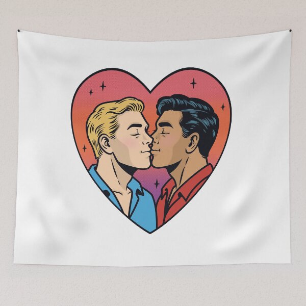 Item preview, Vintage Pop Art Gay Kiss Heart Pride designed and sold by Anne97s.