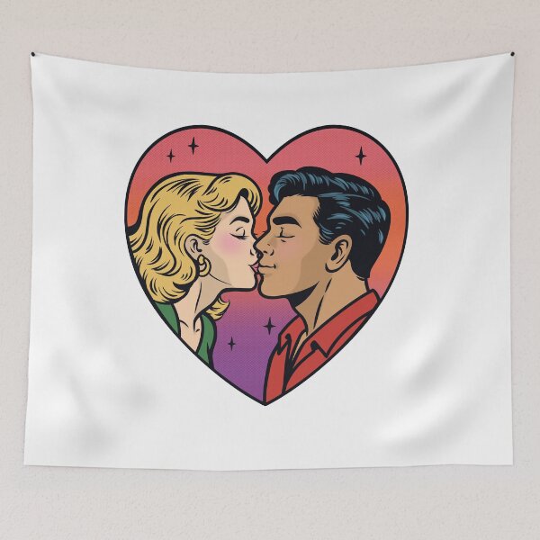 Item preview, Retro Pop Art Couple Kiss Heart Pride designed and sold by Anne97s.