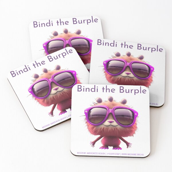 Item preview, Bindi the Burple designed and sold by Migraine Australia.