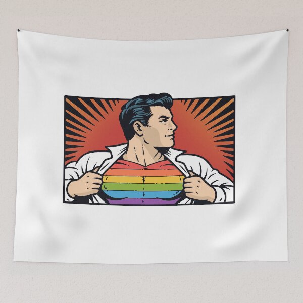 Item preview, Retro Comic Superhero Rainbow Pride Suit designed and sold by Anne97s.