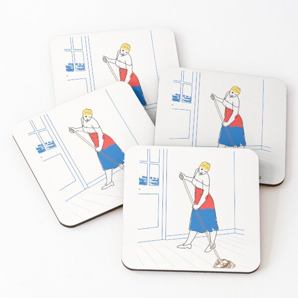 Item preview, Woman Mop Cleaning Home Illustration designed and sold by goldcov.