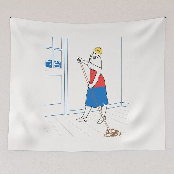 Item preview, Woman Mop Cleaning Home Illustration designed and sold by goldcov.